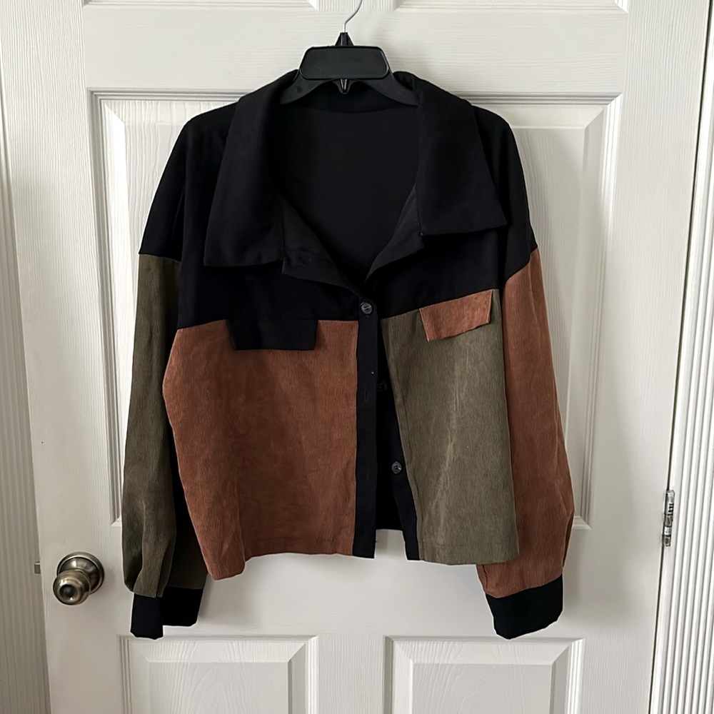 plus size colorblock shacket